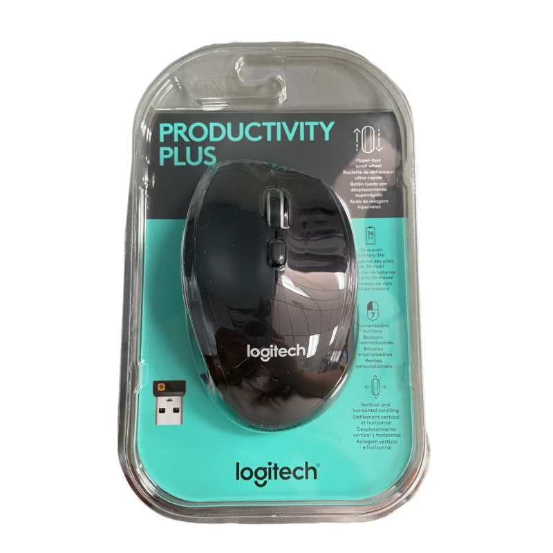 Logitech Productivity Plus Wireless Mouse, 910-005746, Black, Includes Batteries