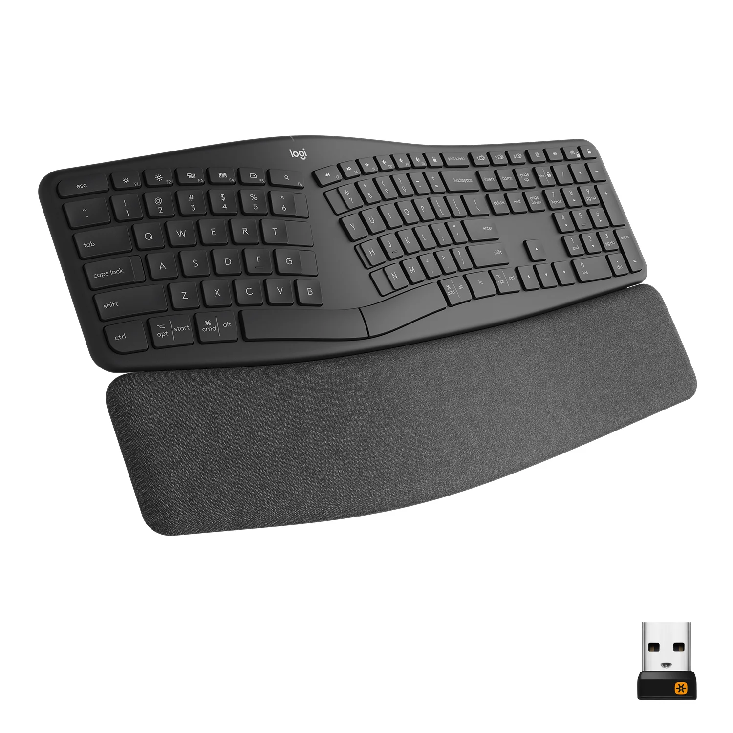 Logitech ERGO K860 Wireless Ergonomic Keyboard - Split Keyboard, Wrist Rest, Natural Typing, Stain-Resistant Fabric, Bluetooth and USB Connectivity, Compatible with Windows/Mac - Graphite